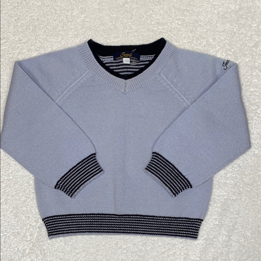 Jacadi vneck wool blend fine knit sweater 23m
